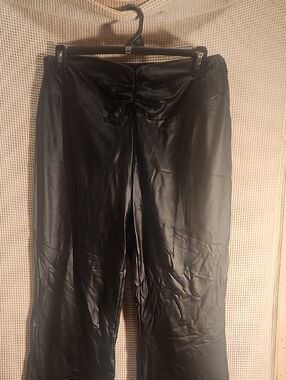 SHEIN Black Faux Leather Boot Cut Pants